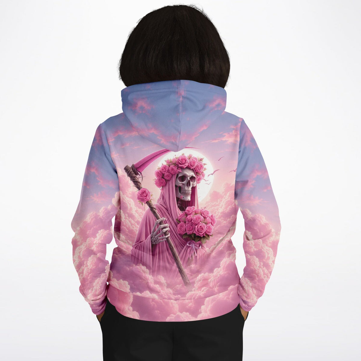 Dreamer Hoodie Rosenträume mit Totenkopf, Rosen und Sense im Stil von Malen nach Zahlen und Diamond Painting Motiven