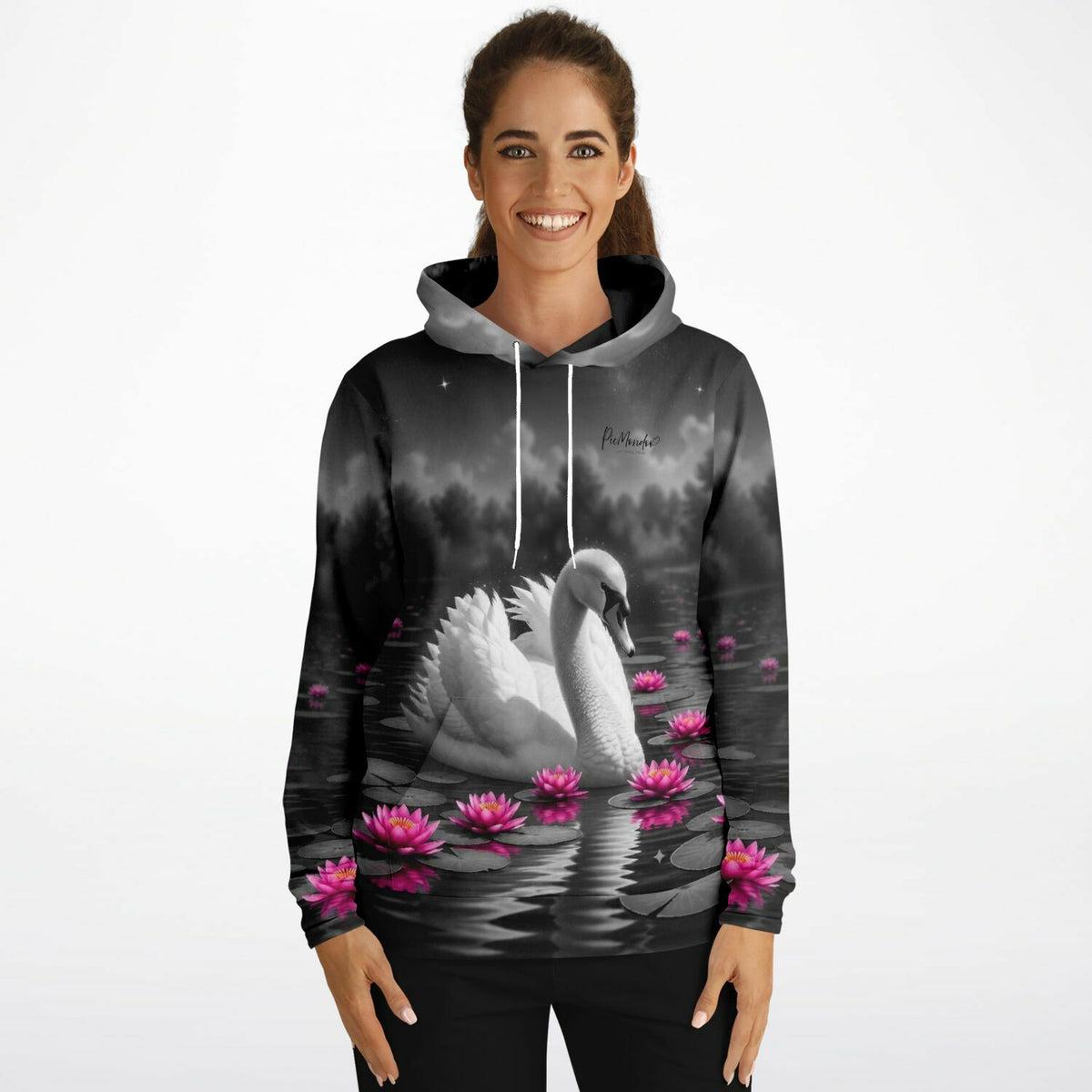 Dreamer Hoodie mit Schwan im Seerosensee Motiv für Fans von Diamond Painting und Malen nach Zahlen
