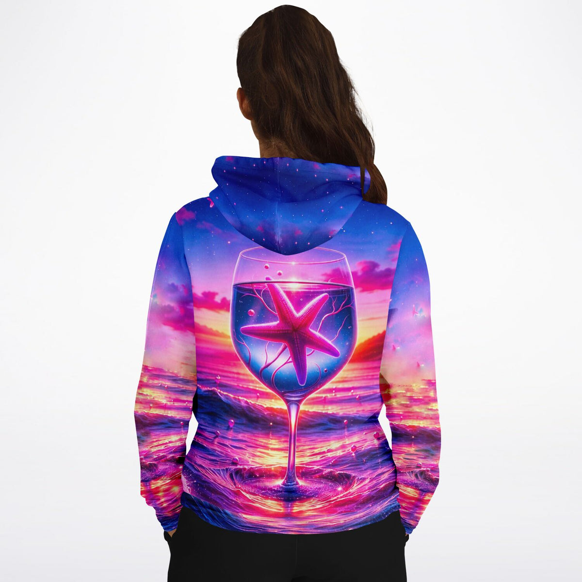 Dreamer Hoodie Seesternzauber mit buntem Seestern-Motiv und leuchtender Wasser-Optik in lebendigen Farben