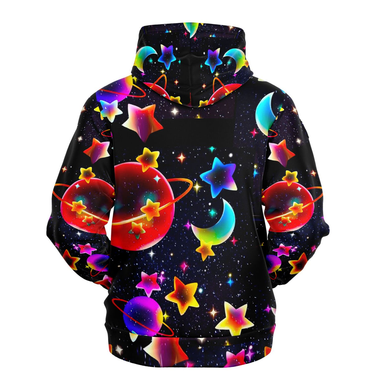 Dreamer Hoodie für Kinder mit farbenfrohem Weltraum-Design, Sternen, Planeten und Monden in leuchtenden Farben