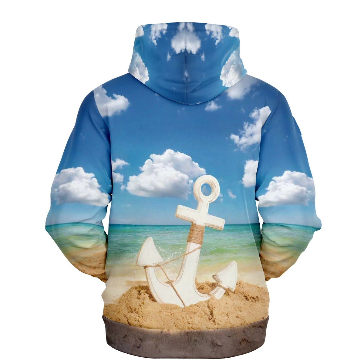Dreamer Hoodie Anker der Hoffnung mit maritimen Strandmotiv, Himmel, Wolken und Meer – ideal als Malen nach Zahlen Design