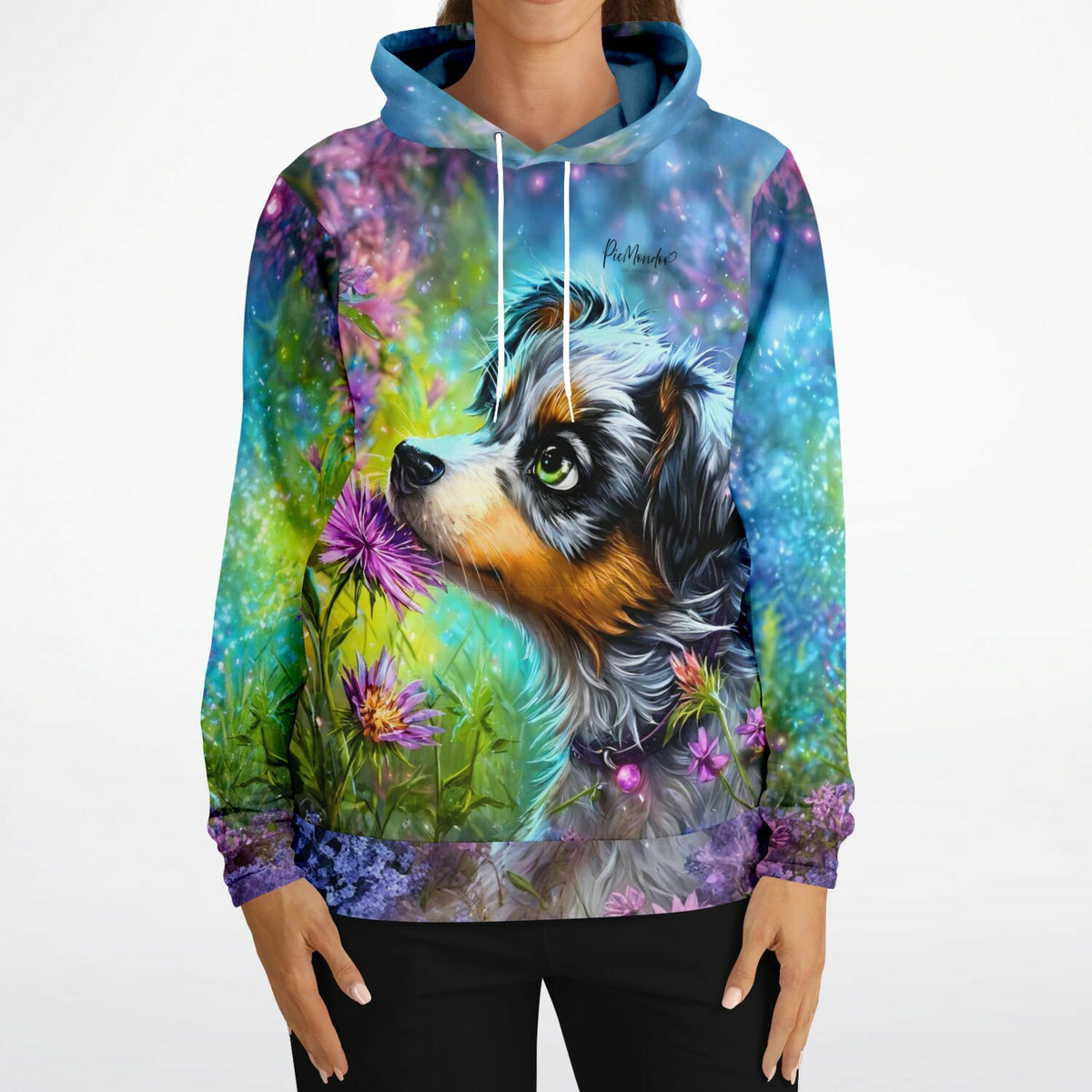 Dreamer Hoodie mit farbenfrohem Hundemotiv, perfekt passend zu unseren kreativen Malen nach Zahlen und Diamond Painting Sets.
