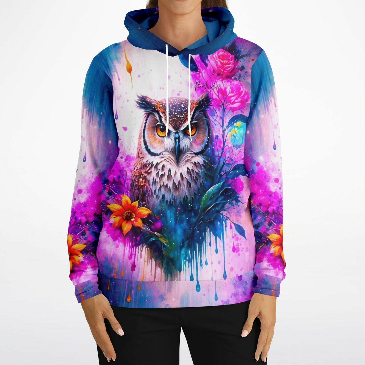 Hoodie mit Eulen-Motiv im Aquarell-Stil, inspiriert von Diamond Painting und Malen nach Zahlen Designs
