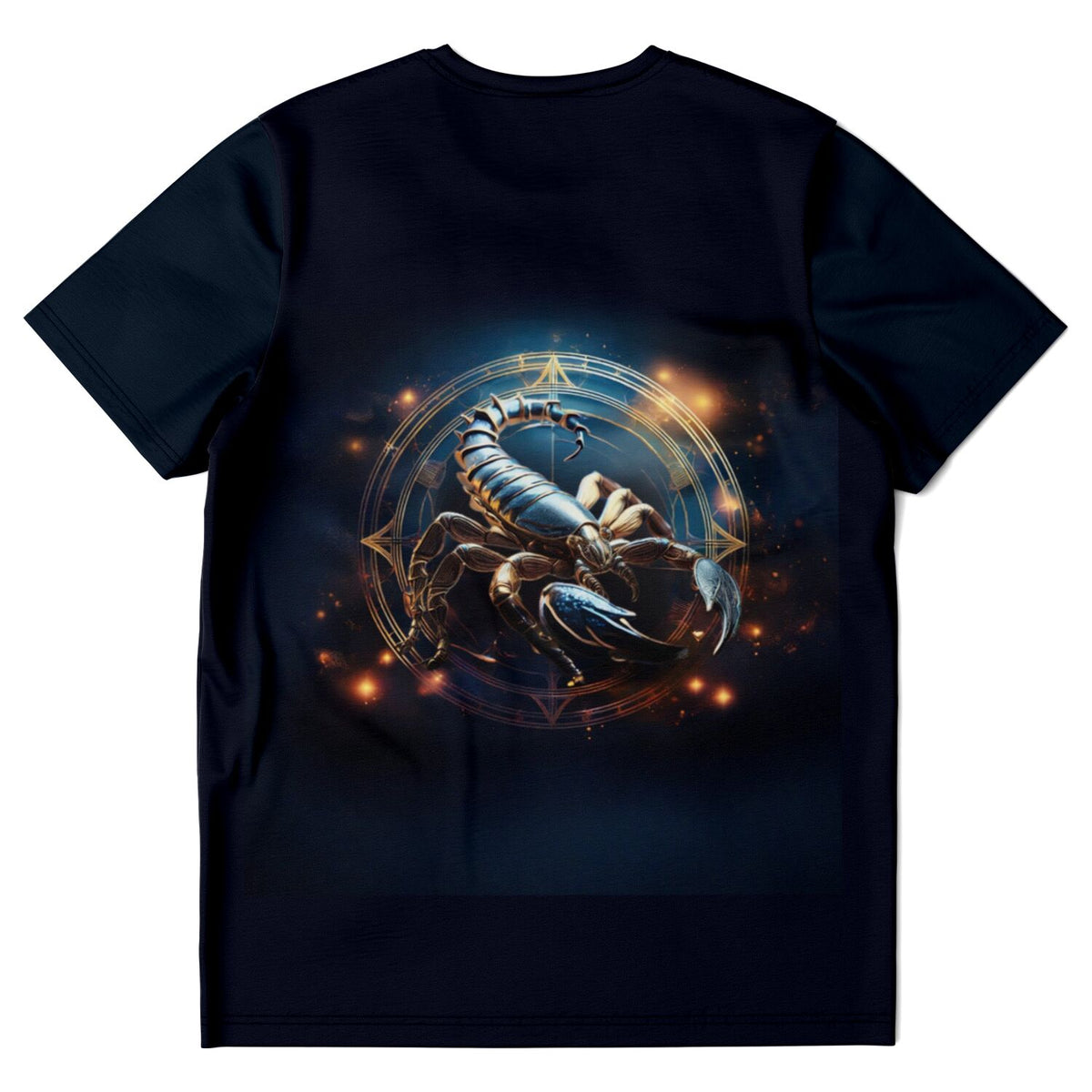 Schwarzes T-Shirt mit mystischem Skorpion-Motiv, perfekt als Inspiration für Diamond Painting oder Malen nach Zahlen.