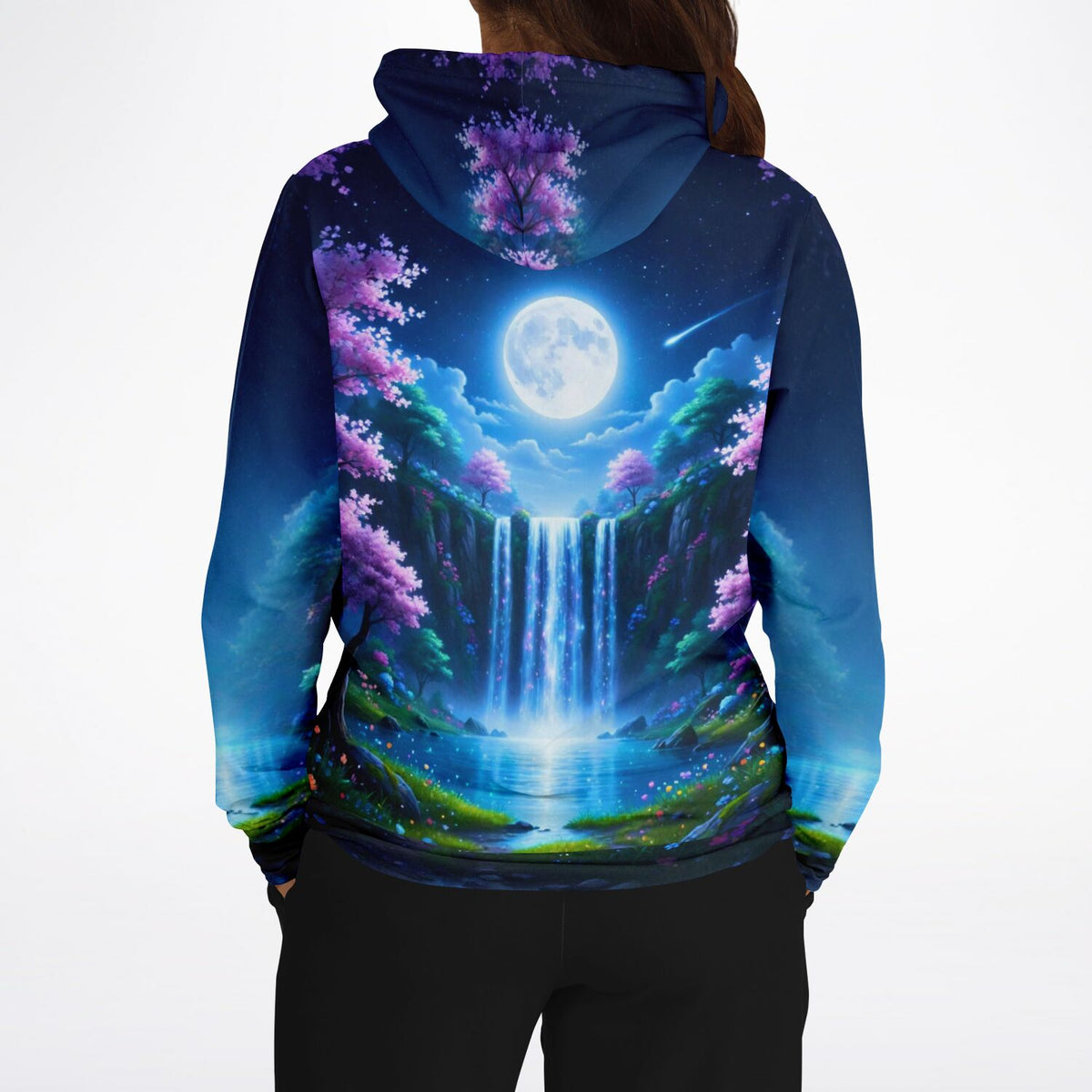 Dreamer Hoodie mit traumhaftem Tal der flüsternden Wasser, inspiriert von Malen nach Zahlen Motiven für Erwachsene