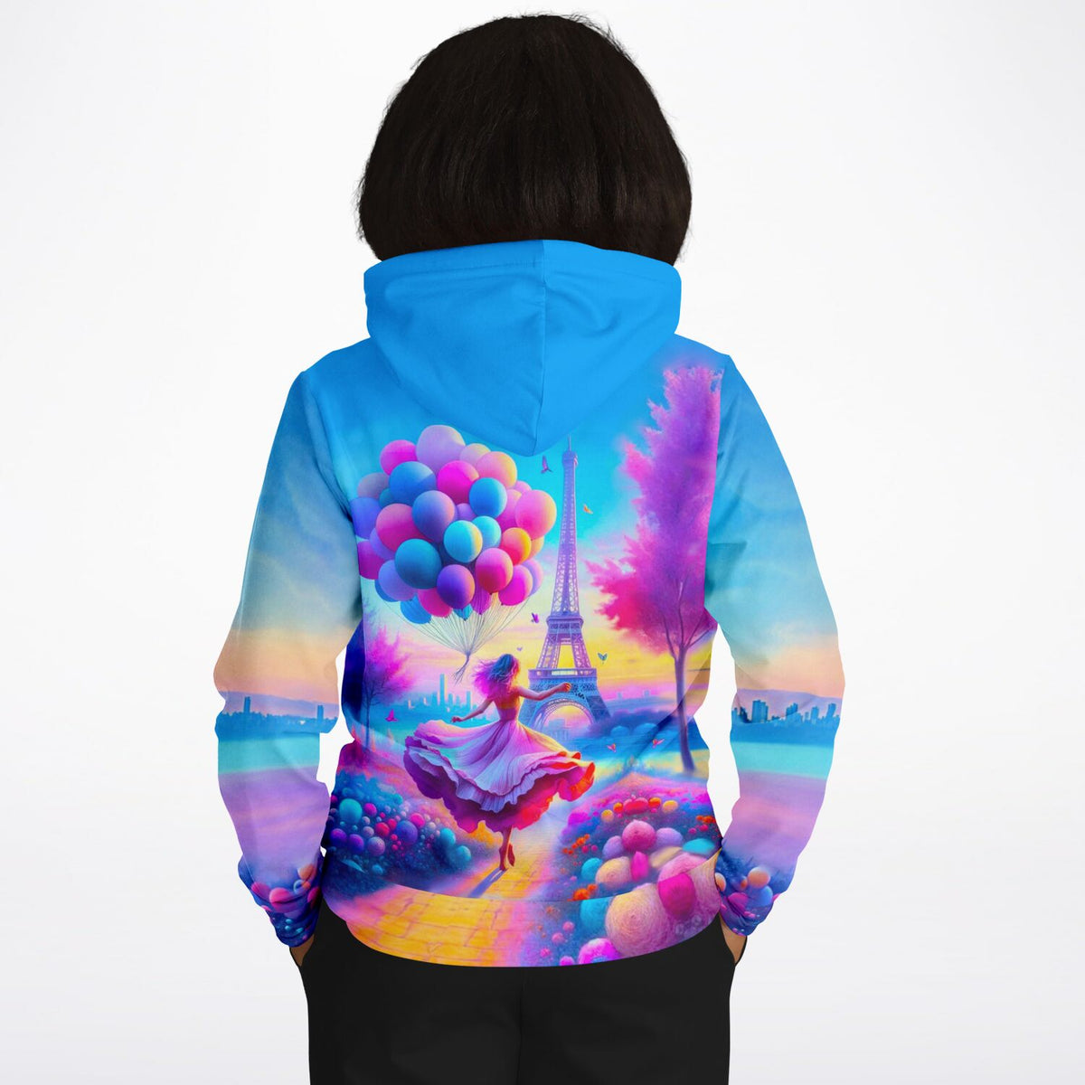 Dreamer Hoodie Verträumtes Paris mit Eiffelturm und bunten Ballons im Stil beliebter Diamond Painting Motive