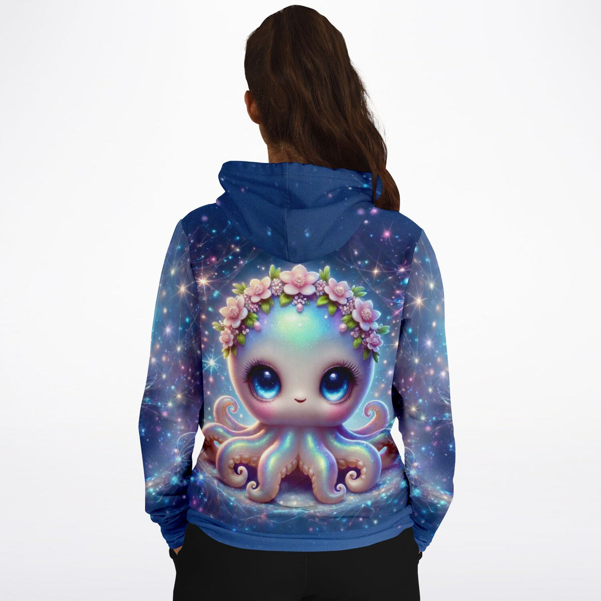 Dreamer Hoodie mit Tintenfisch-Motiv und Blumenschmuck, ideal für Fans von kreativem Diamond Painting Design.