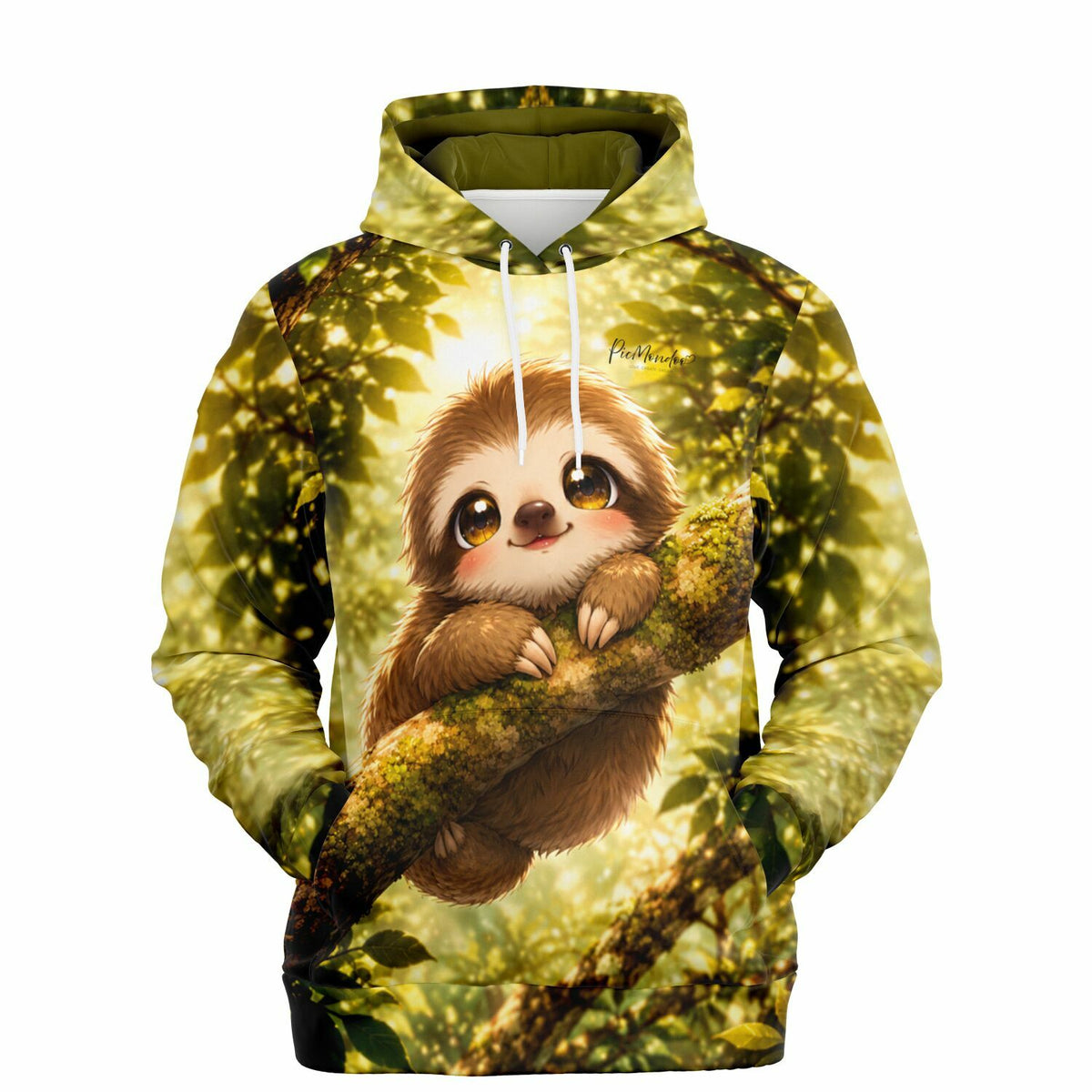 Hoodie mit süßem Faultier-Motiv im Wald, perfekt für Fans von Diamond Painting und Malen nach Zahlen Designs
