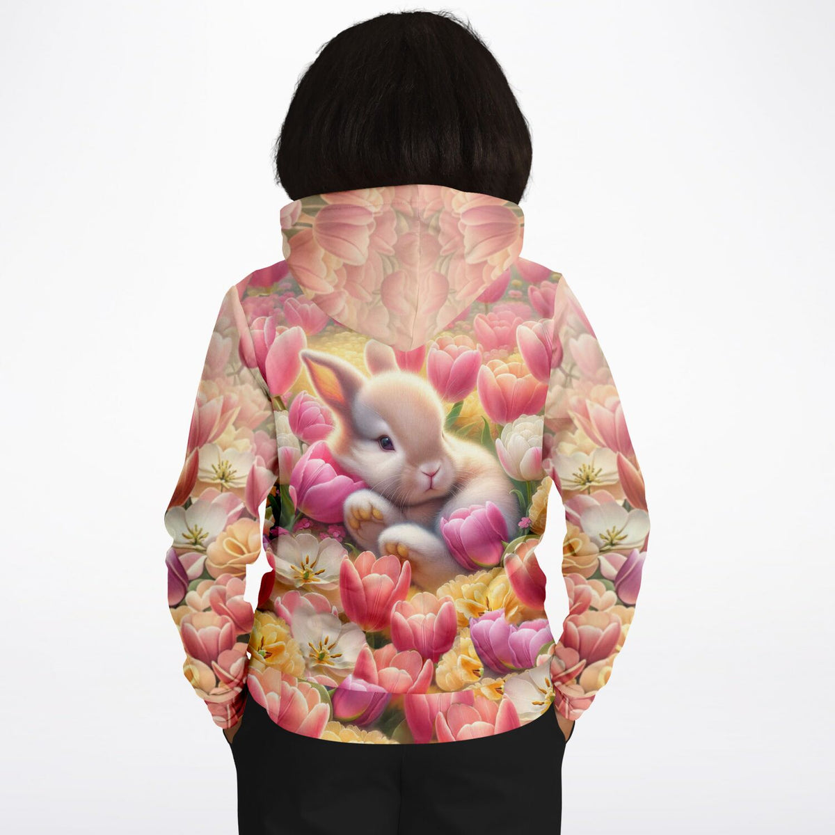 Dreamer Hoodie mit verträumtem Osterhäschen und Blumen-Print, perfekt für Fans von Malen nach Zahlen und Diamond Painting