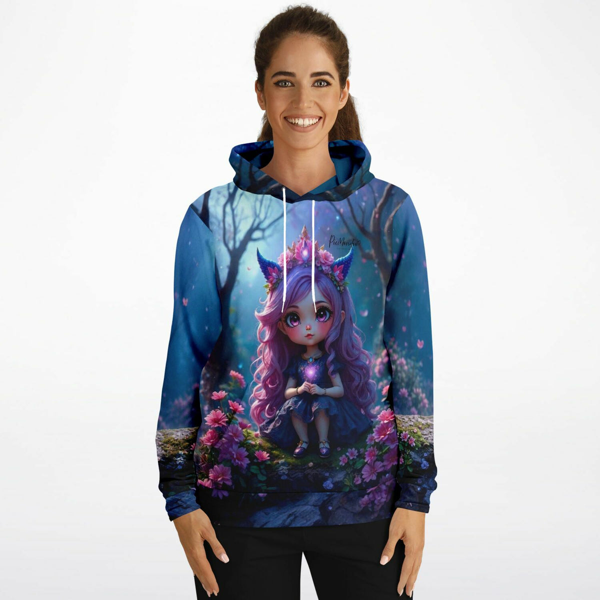 Dreamer Hoodie Little Violett mit Fantasy-Motiv Mädchen, Blumen und magischer Atmosphäre für Diamond Painting Fans