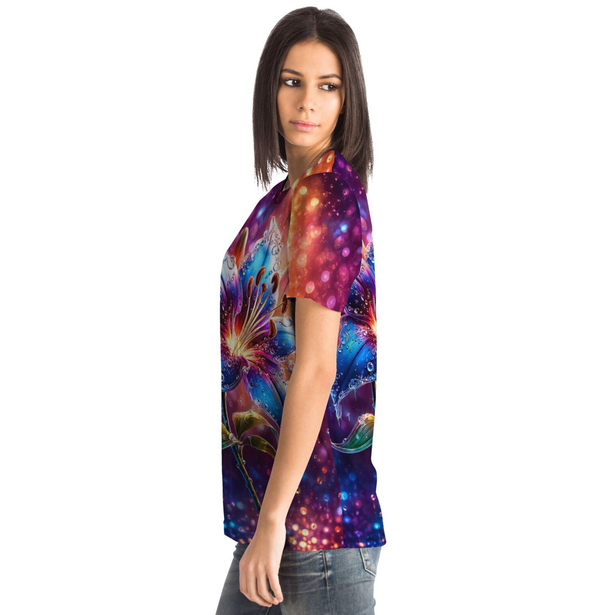 Dreamer T-Shirt Regenlied mit buntem Blumenmotiv im Stil von Diamond Painting und Malen nach Zahlen Kunstwerken