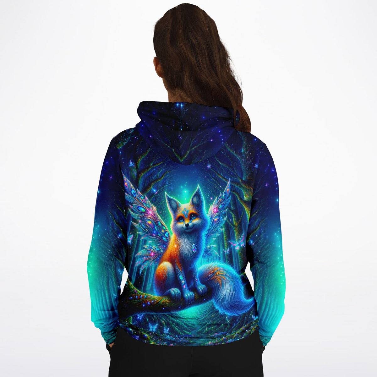 Dreamer Hoodie mit magischem Fuchs-Motiv, das perfekt als Vorlage für Diamond Painting oder Malen nach Zahlen dient.