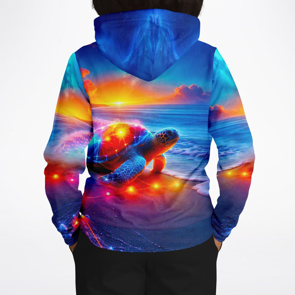 Hoodie mit schillerndem Meeresschildkröten-Motiv, perfekt für Fans von Diamond Painting und Malen nach Zahlen Designs.