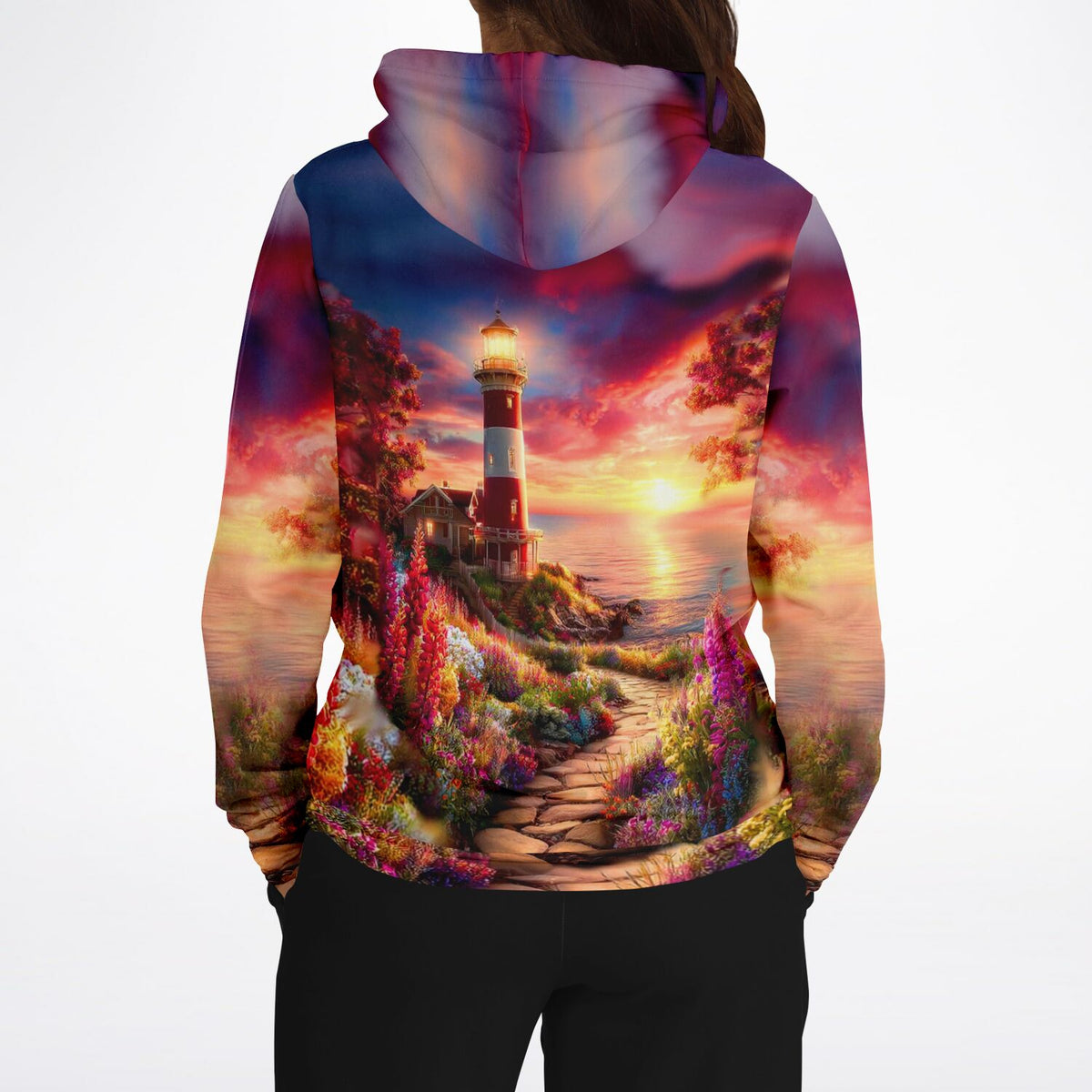 Dreamer Hoodie mit Leuchtturm-Motiv im Stil von Diamond Painting und Malen nach Zahlen Kunstwerken
