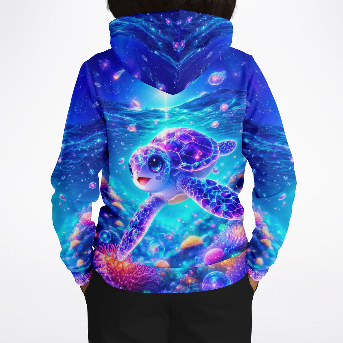 Dreamer Hoodie mit Sternenschildkröte im Ozean-Design, inspiriert von leuchtenden Diamond Painting und Malen nach Zahlen Kunst