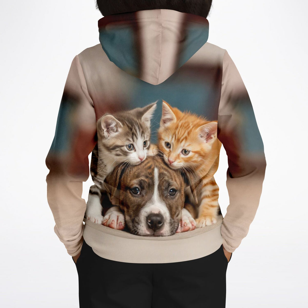 Dreamer Hoodie Friends for Life mit süßem Hund und Katzen Motiv - stilvolle Kleidung für Tierliebhaber