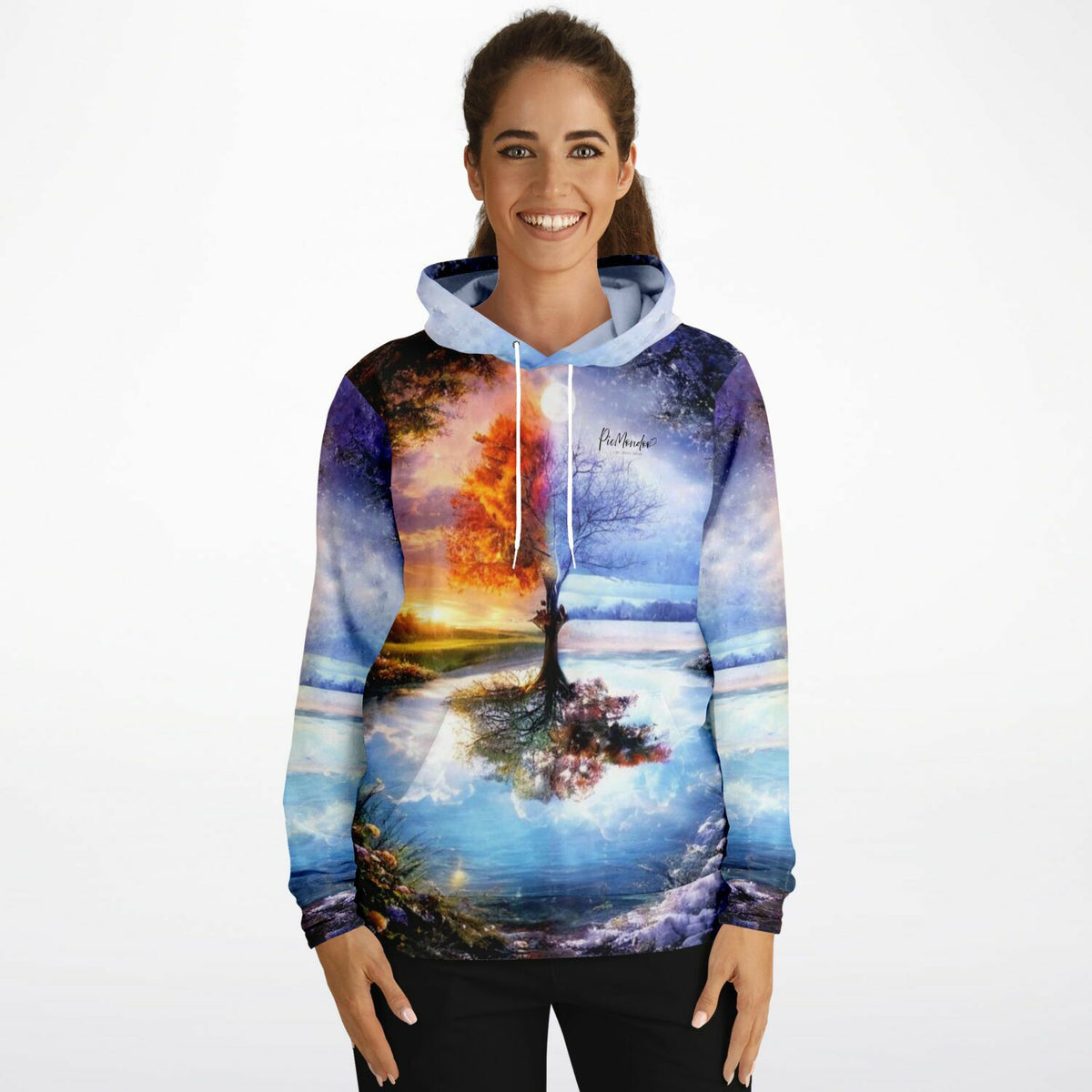 Dreamer Hoodie mit Baum der 4 Jahreszeiten Print, inspiriert von Diamond Painting und Malen nach Zahlen Kunstwerken