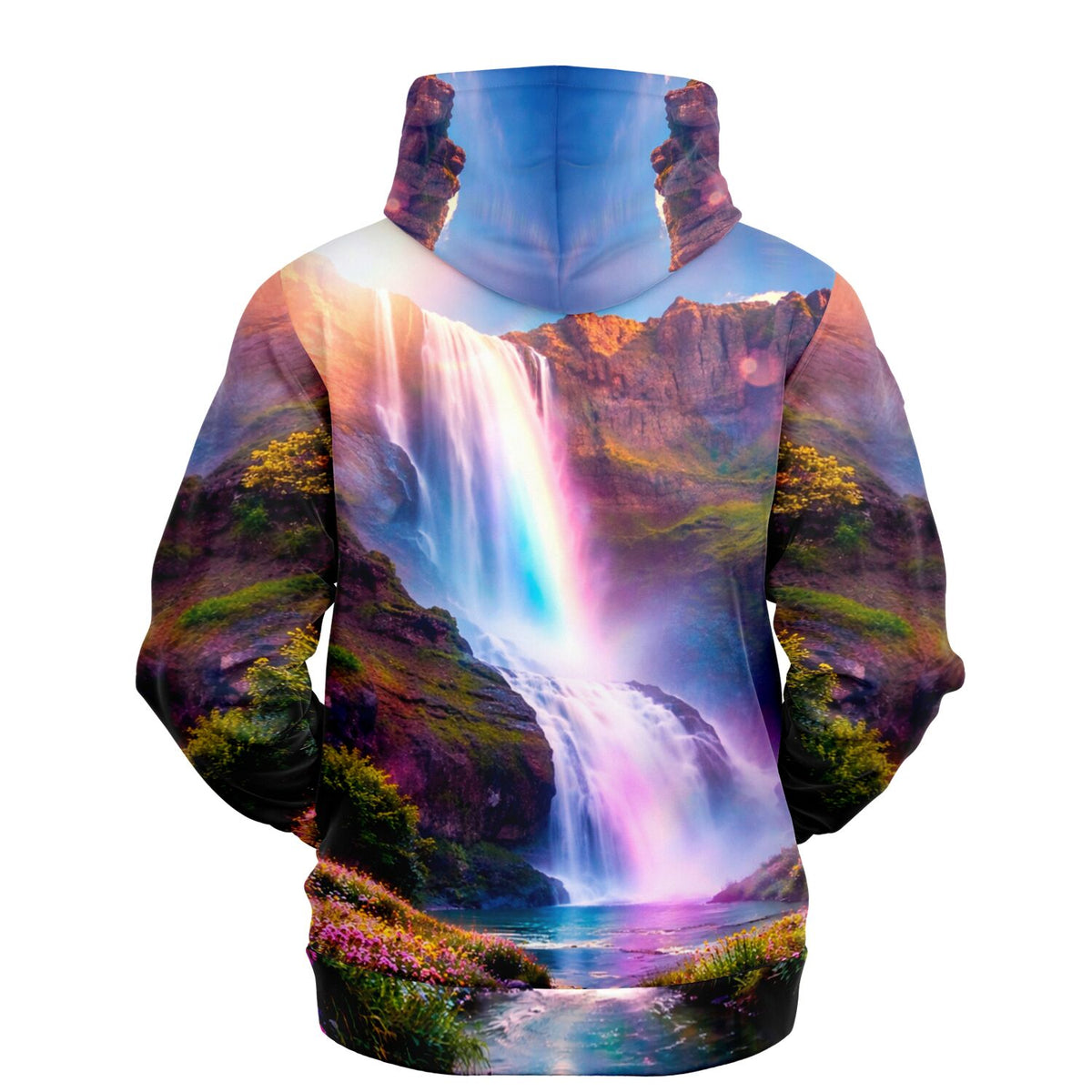 Dreamer Hoodie mit farbenfrohem Wasserfall-Motiv und Regenbogen, ideal für Fans von Malen nach Zahlen und Diamond Painting