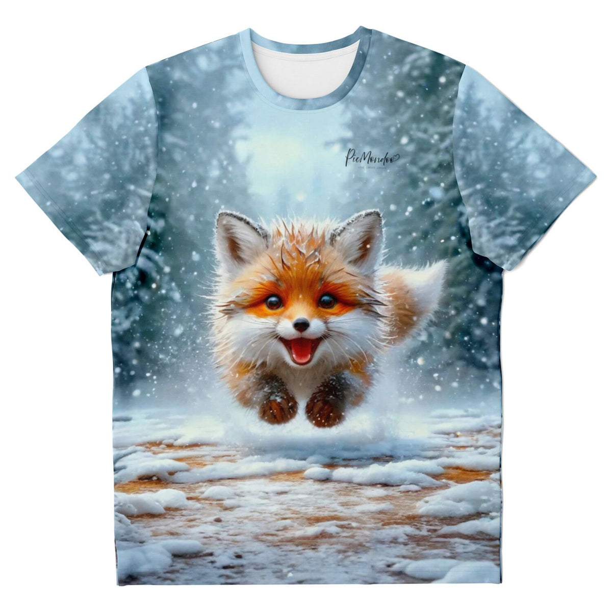 T-Shirt mit süßem Fuchs im Winterwald, inspiriert von unseren Diamond Painting und Malen nach Zahlen Motiven