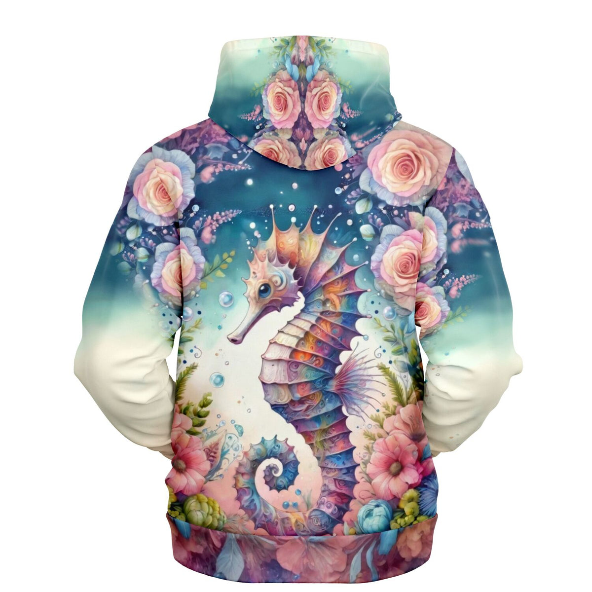 Dreamer Hoodie Seepferdchen Blütentraum mit farbenfrohem floralem Design im Stil beliebter Diamond Painting Motive
