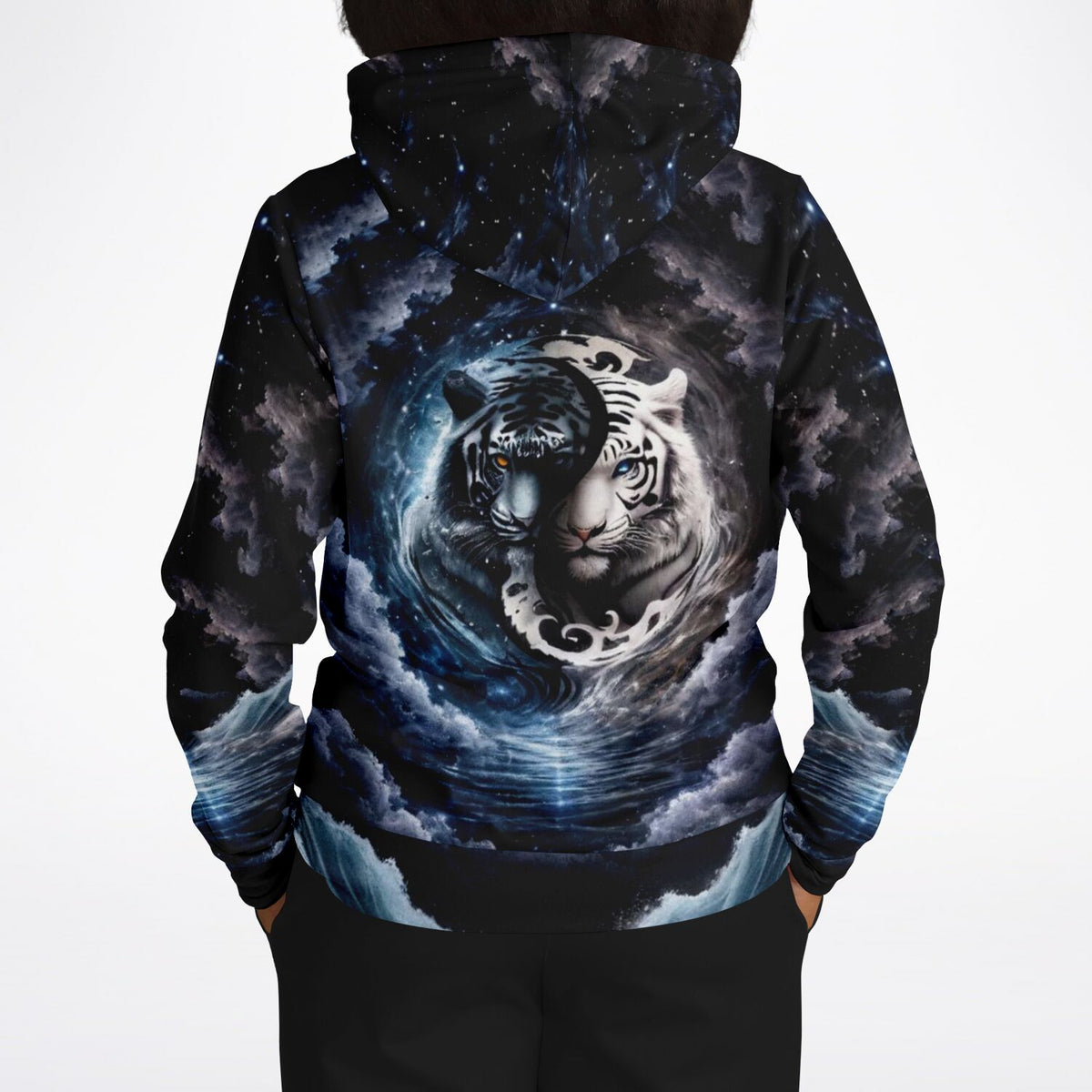 Hoodie mit Tiger Ying und Yang Design in galaktischer Nachtoptik, perfekt passend zu unseren kreativen Malen nach Zahlen