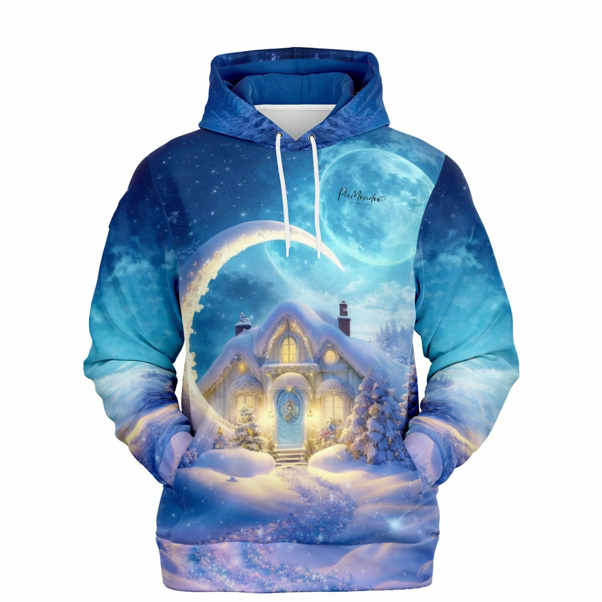 Dreamer Hoodie mit winterlichem Mond- und Schneemotiv für Fans von Diamond Painting und kreativen Lifestyle-Produkten