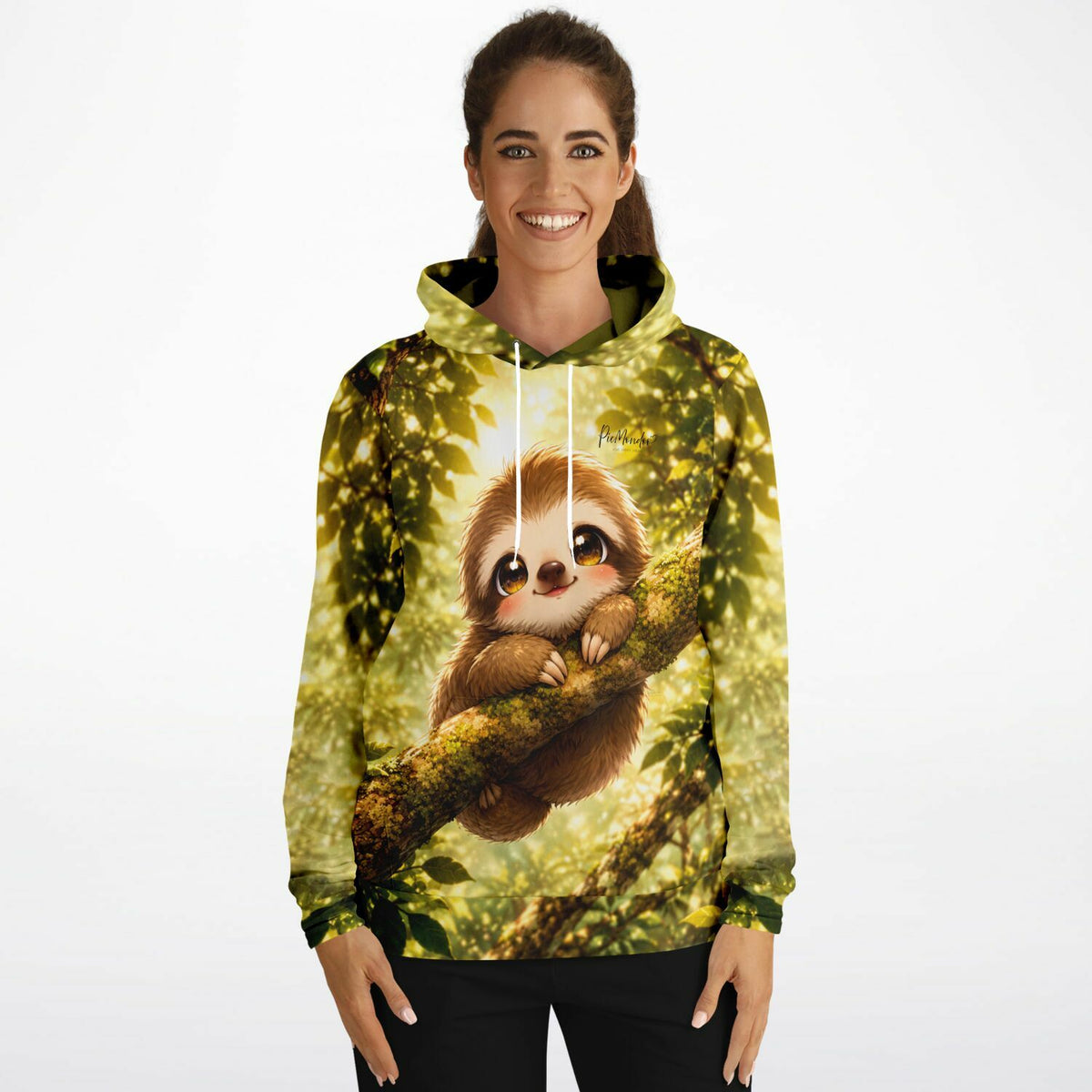 Dreamer Hoodie von Picmondoo mit niedlichem Faultier Motiv im Wald-Design, ideal für Diamond Painting und Bastel-Fans