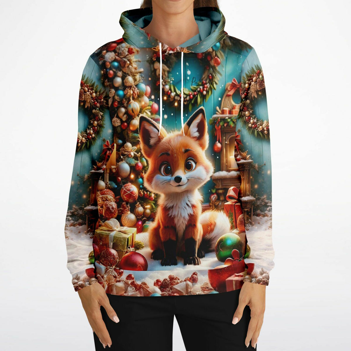 Dreamer Hoodie mit niedlichem Fuchs, Weihnachtsbaum und Geschenken im Stil von Diamond Painting Motiven