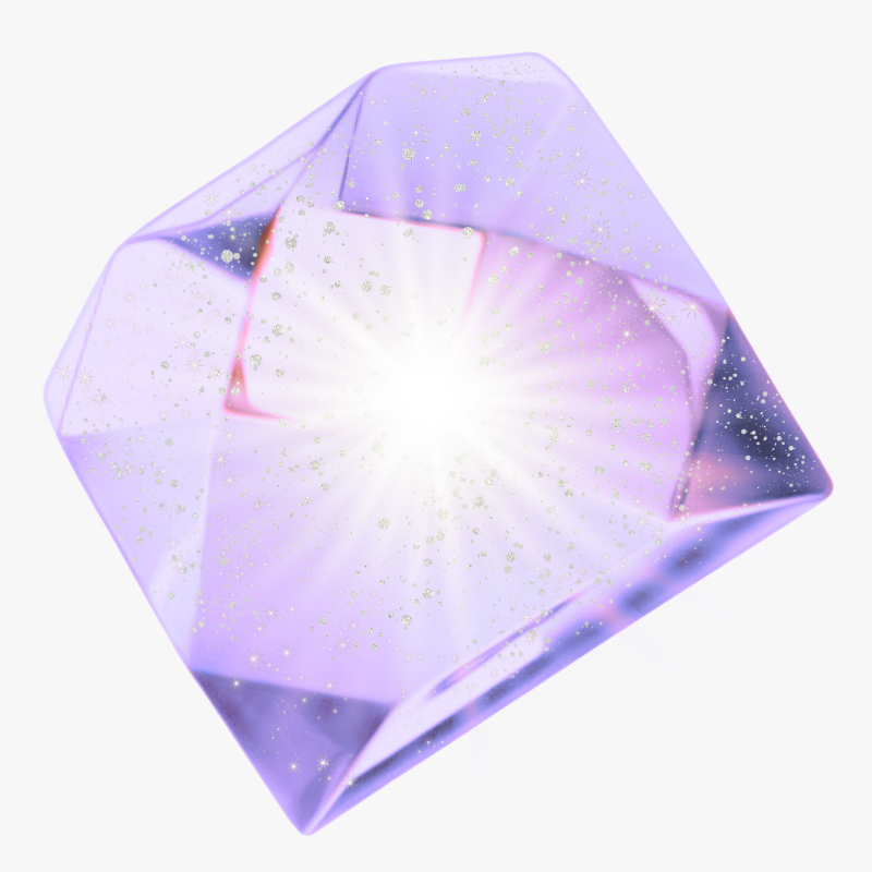 Quadratischer lila Feenstaub-Glitzerstein für Diamond Painting Projekte mit magischem Lichteffekt