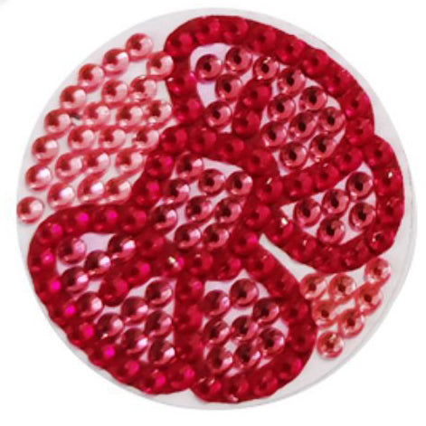 Runder Diamond Painting Pop-Griff mit glitzerndem Schleifen-Motiv in Rot- und Rosatönen als praktisches Handy-Zubehör