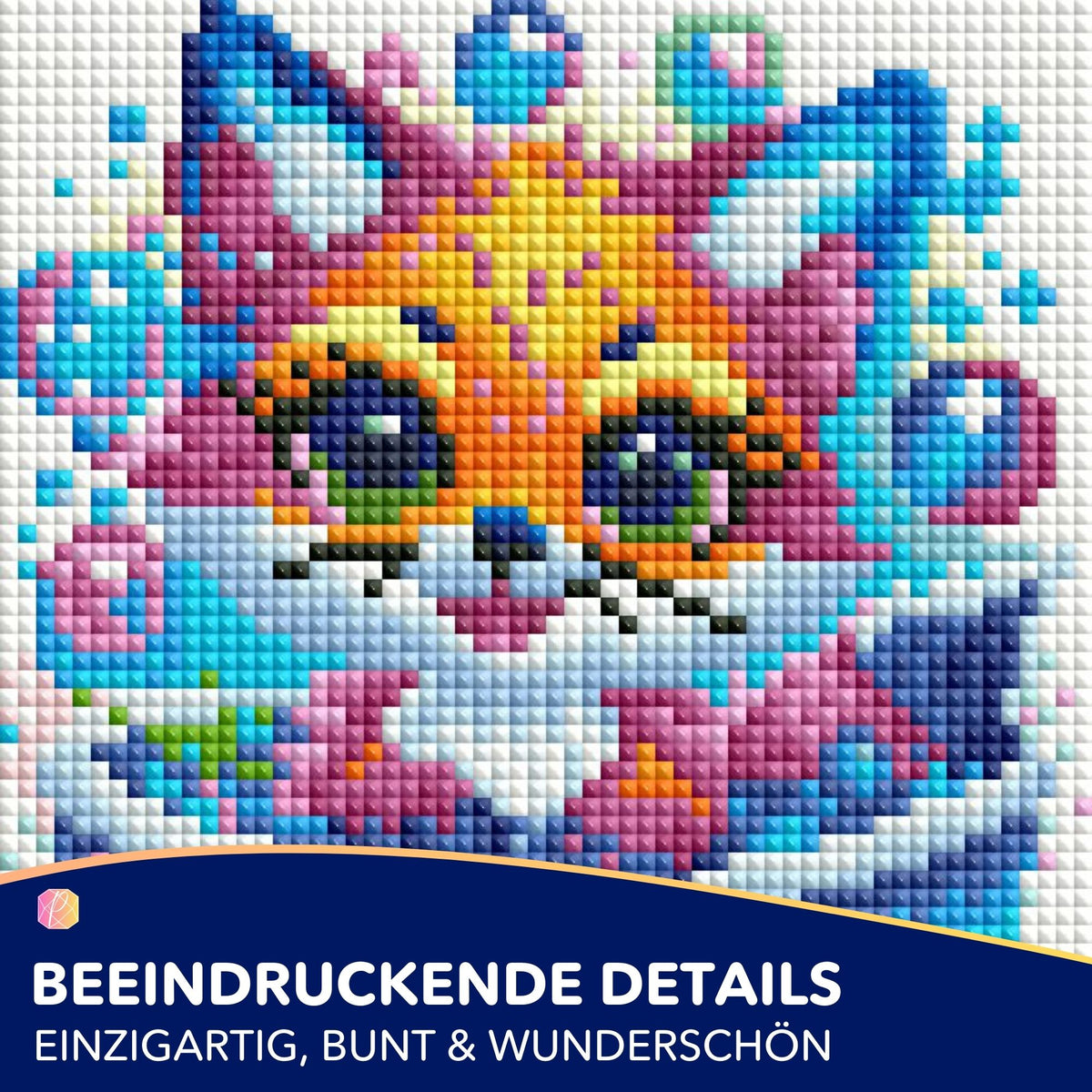 Diamond Painting Set Foxy Fuchs mit bunten Steinen: süßer kleiner Fuchs in der Badewanne mit Seifenblasen im 15x15 Format