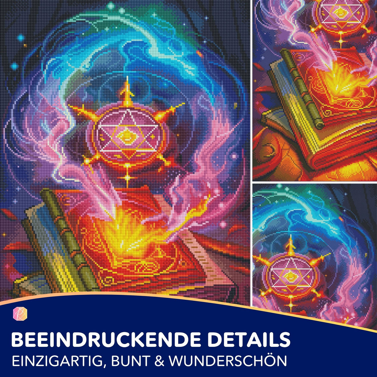 Diamond Painting Set Hexenkünste mit magischem Buch, leuchtenden Farben und funkelnden Glitzersteinen