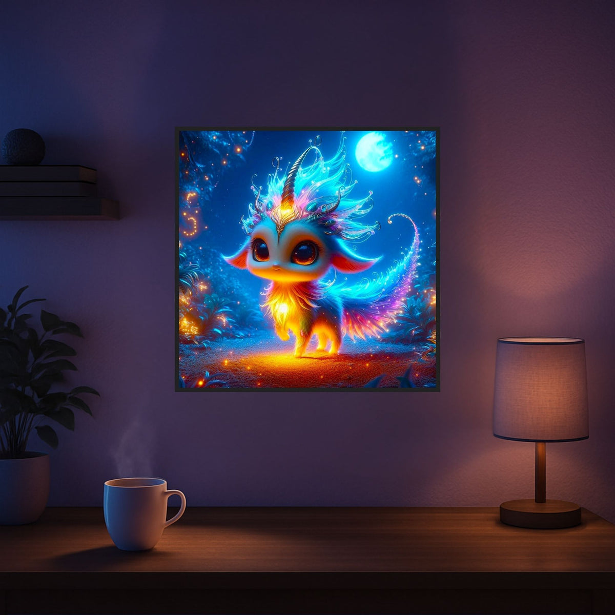 Diamond Painting Mondscheintanz mit leuchtendem Fantasy-Wesen im 50x50cm Format für glitzernde Bastelprojekte