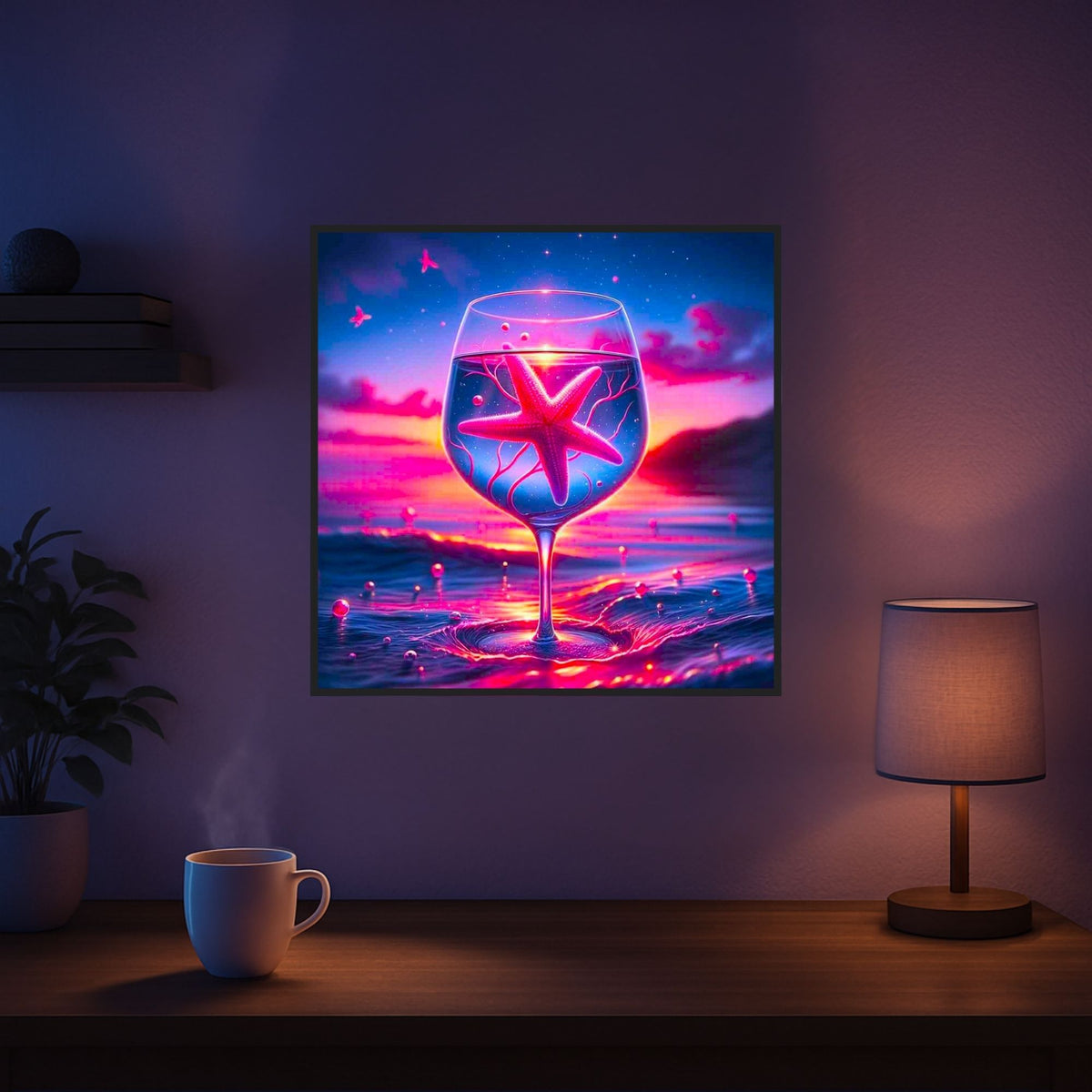 Diamond Painting Seesternzauber im Glas mit leuchtenden Farben und Glitzersteinen als kreatives DIY Kunstwerk