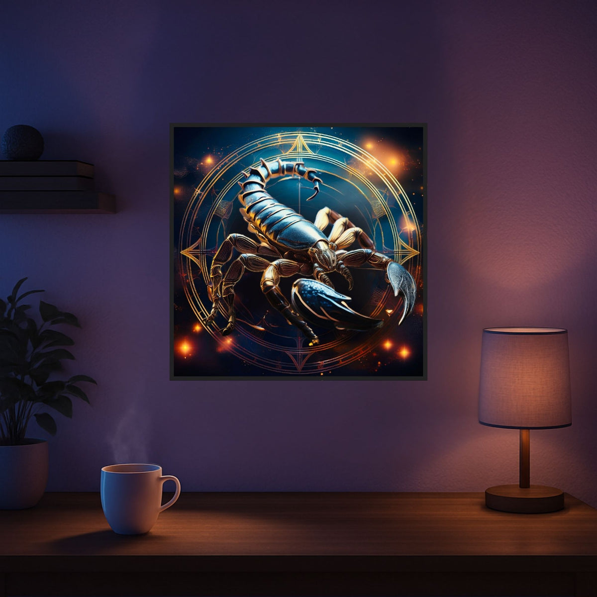 Diamond Painting Sternzeichen Skorpion mit glitzernden AB-Steinen als 50x50cm Wandbild im mystischen Fantasy-Stil