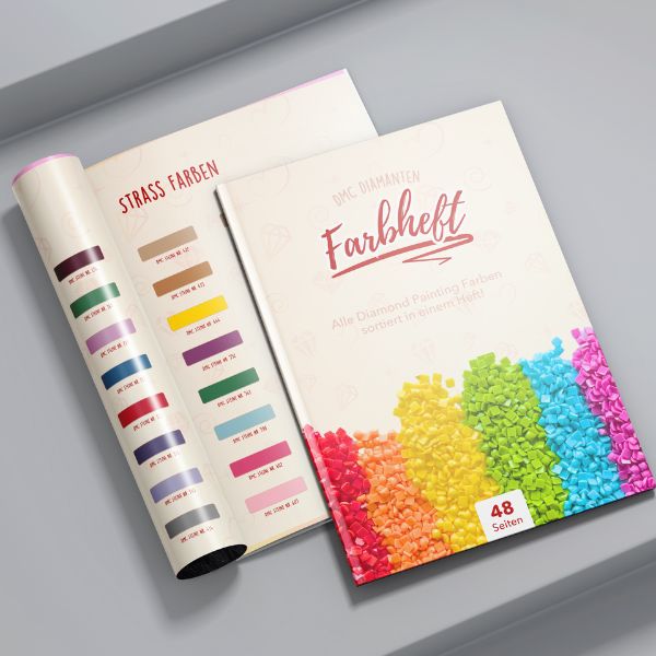 DMC Farbheft für Diamond Painting mit Übersicht aller Farben und Strasssteine für Dein DIY-Projekt in 48 Seiten