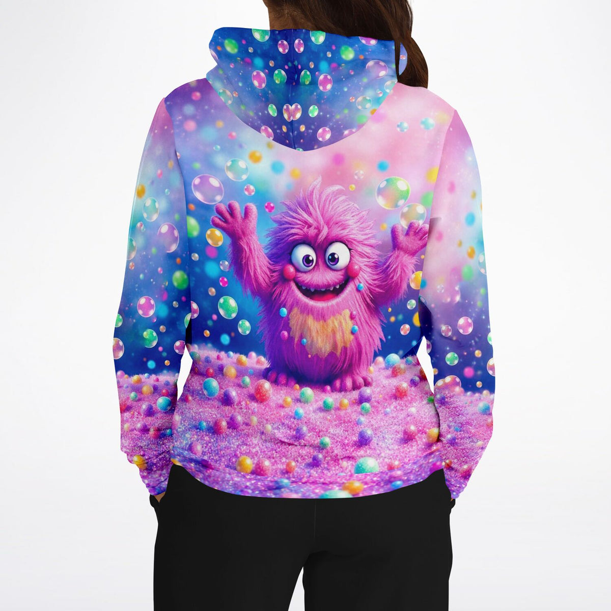Dreamer Hoodie mit buntem Monster-Motiv, das an die leuchtenden Farben unserer Diamond Painting und Malen nach Zahlen Sets erinnert.
