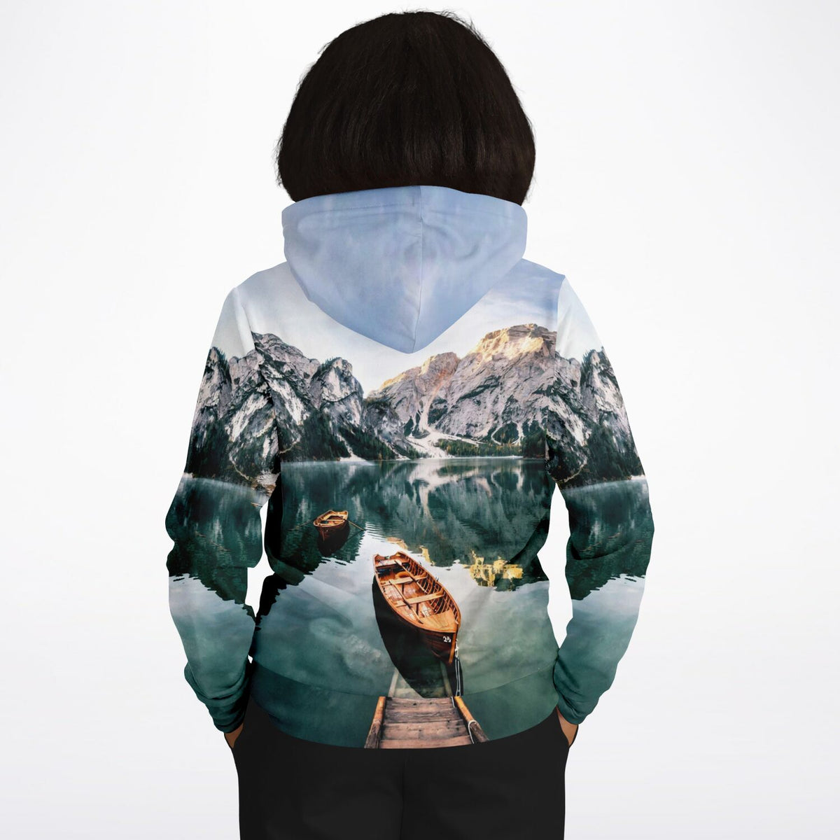 Dreamer Hoodie mit malerischem See-Boot-Motiv im Stil unserer beliebten Diamond Painting und Malen nach Zahlen Sets