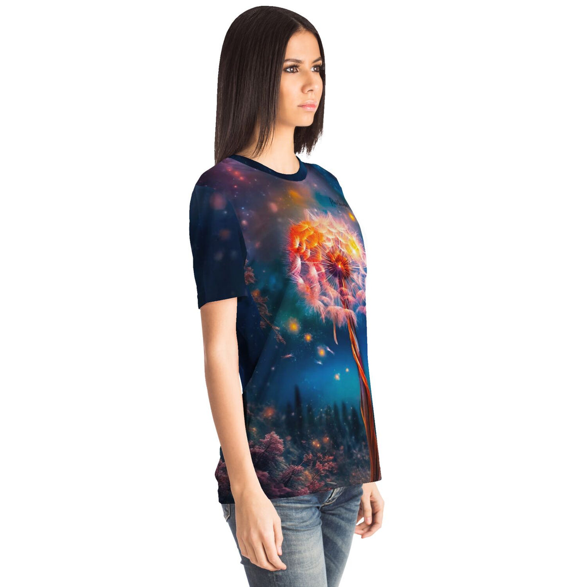 Dreamer T-Shirt Fly away by Night mit Pusteblumen Motiv, inspiriert von Diamond Painting und Malen nach Zahlen Designs.