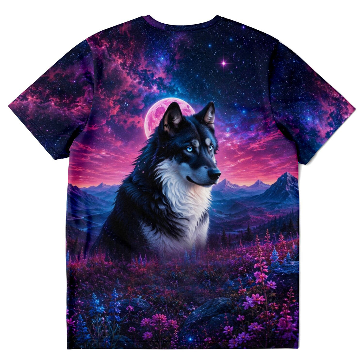T-Shirt mit Wolf im Erdbeermond-Design, perfekt für Fans von Diamond Painting und Malen nach Zahlen Motiven
