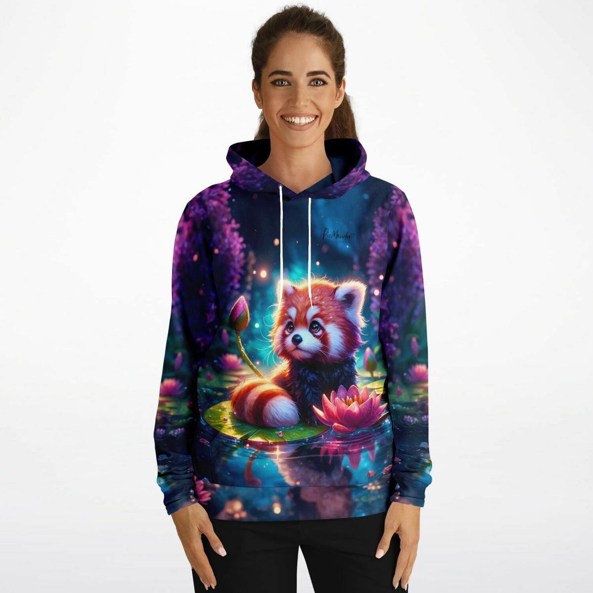 Dreamer Hoodie Miko mit süßem Roten Panda Motiv im Stil eines Diamond Painting Kunstwerks