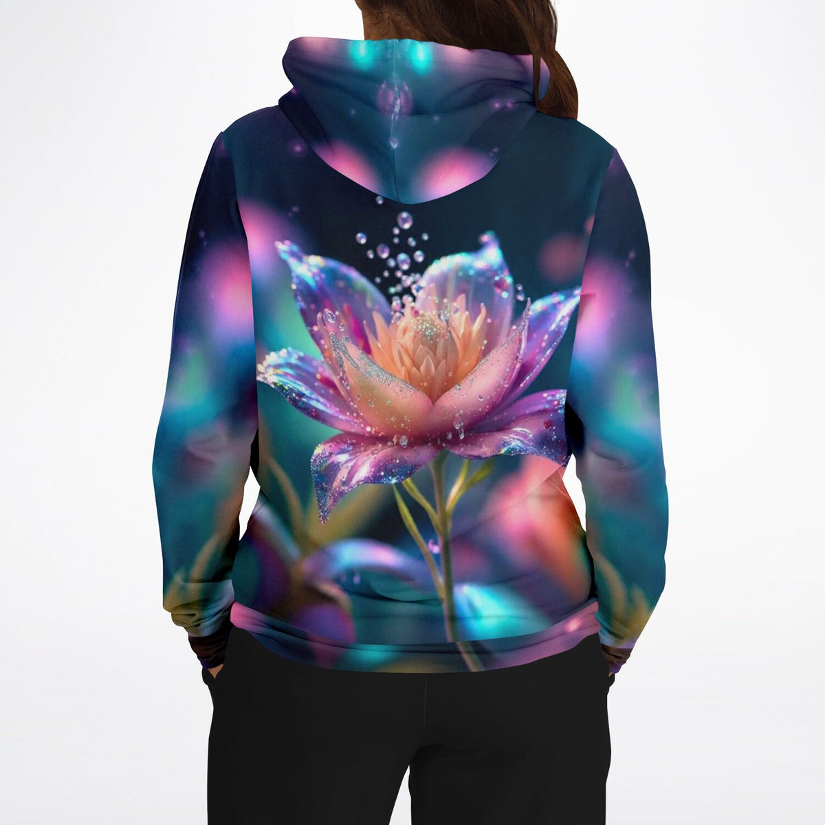 Dreamer Hoodie Sternentau mit leuchtender Blumen-Illustration im Stil von Diamond Painting Motiven
