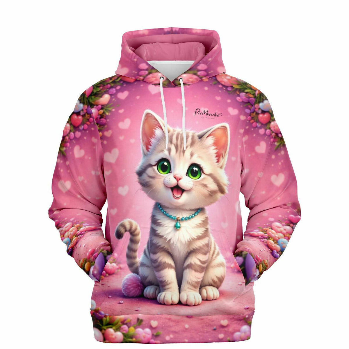 Rosa Dreamer Hoodie von Picmondoo mit niedlichem Kätzchen-Motiv, perfekt für Fans von Malen nach Zahlen und Diamond Painting