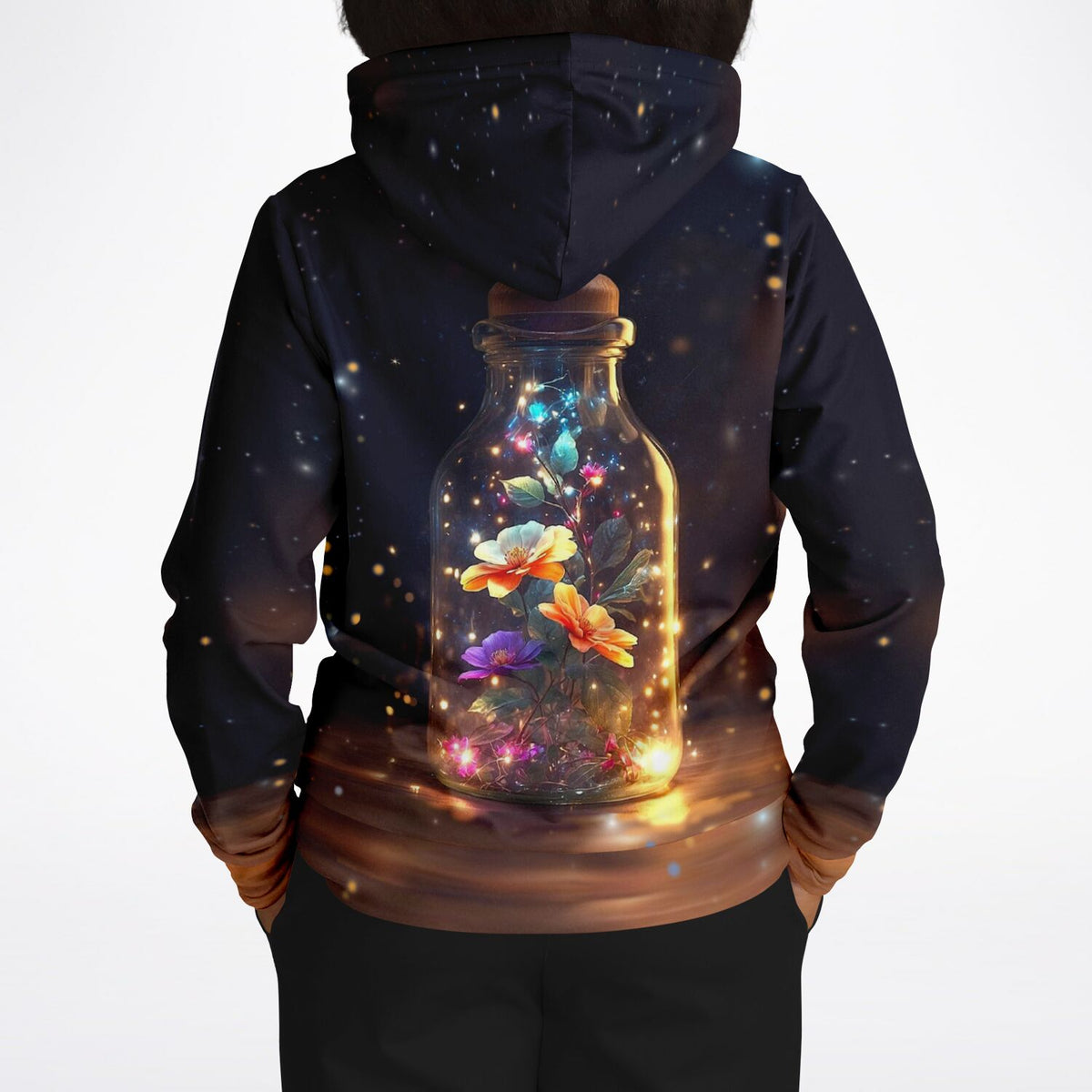 Dreamer Hoodie mit Leuchtender Blütenzauber Motiv: Blumen in einer Glasflasche als kreatives Design