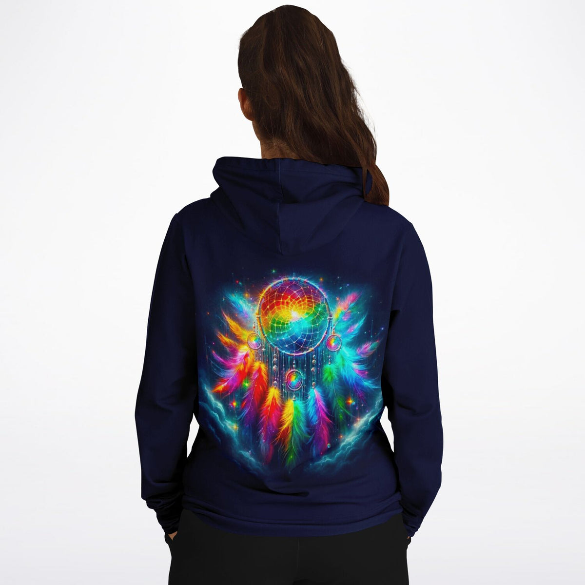 Dunkelblauer Hoodie mit buntem Traumfänger-Print im Stil unserer Diamond Painting und Malen nach Zahlen Motive