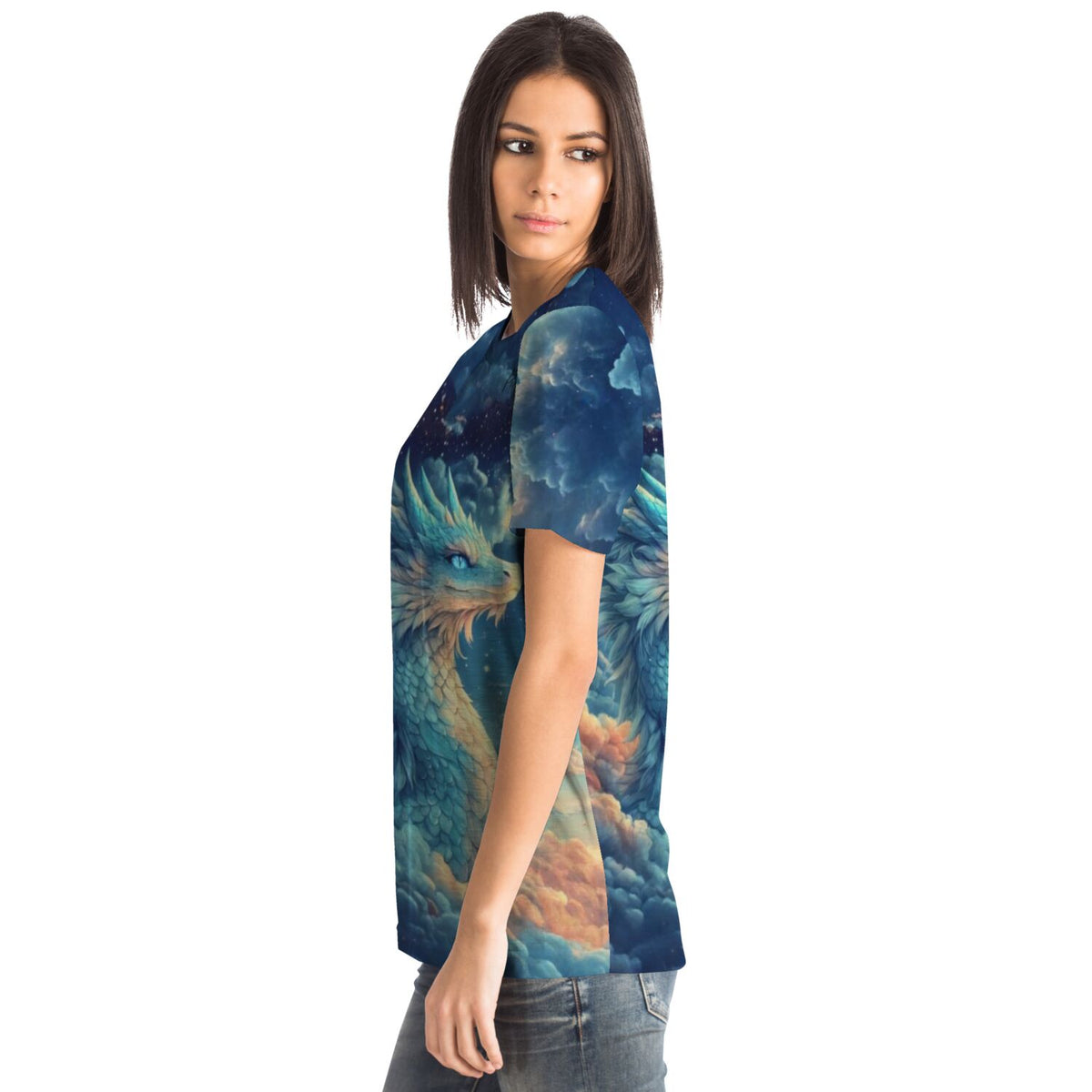 Dreamer T-Shirt mit Saphira Himmelsdrache Motiv, passend im Stil zu Diamond Painting und Malen nach Zahlen Designs.