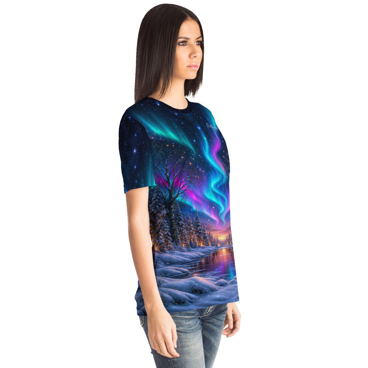 Dreamer T-Shirt mit Polarlichter-Motiv im Stil von Diamond Painting und Malen nach Zahlen für Erwachsene