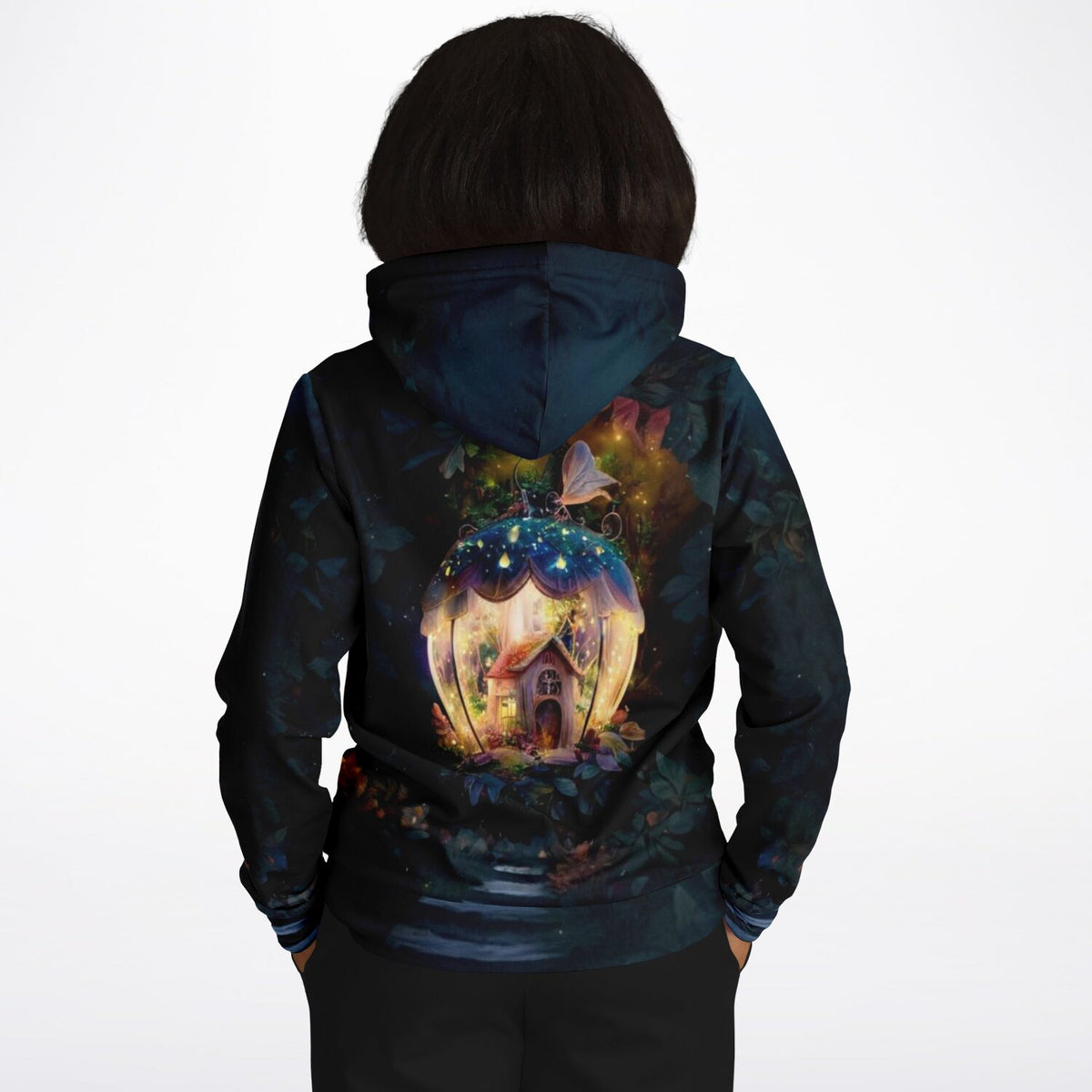 Hoodie mit Fantasiehaus-Motiv im Stil von Diamond Painting Kunstwerken für Fans von Malen nach Zahlen und DIY-Designs