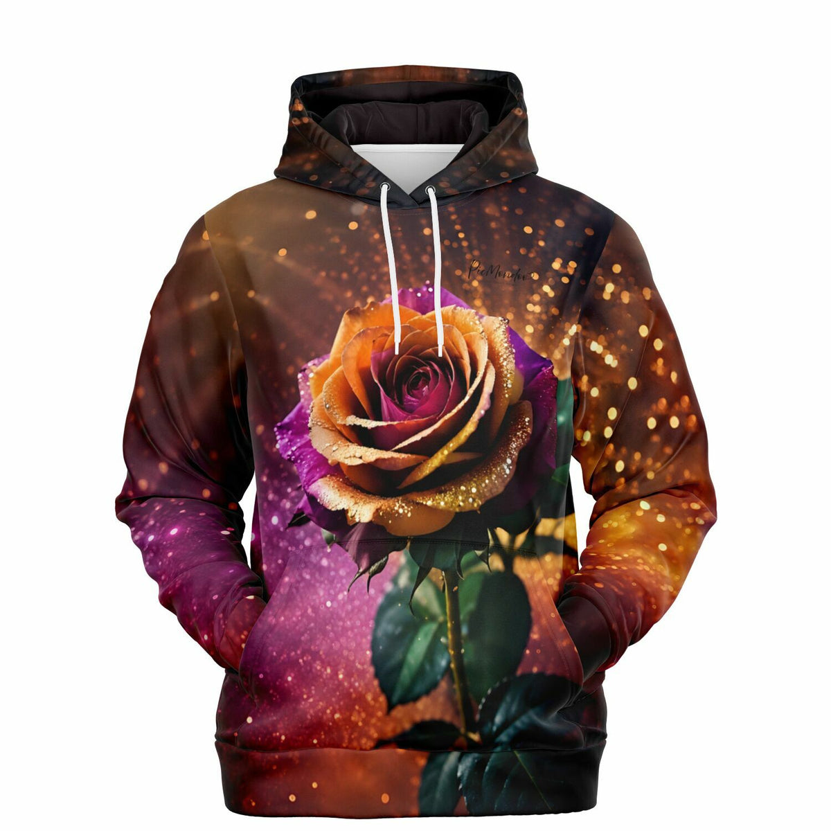 Dreamer Hoodie Colorful Rose mit funkelndem Blütendesign im Stil von Diamond Painting Kunstwerken