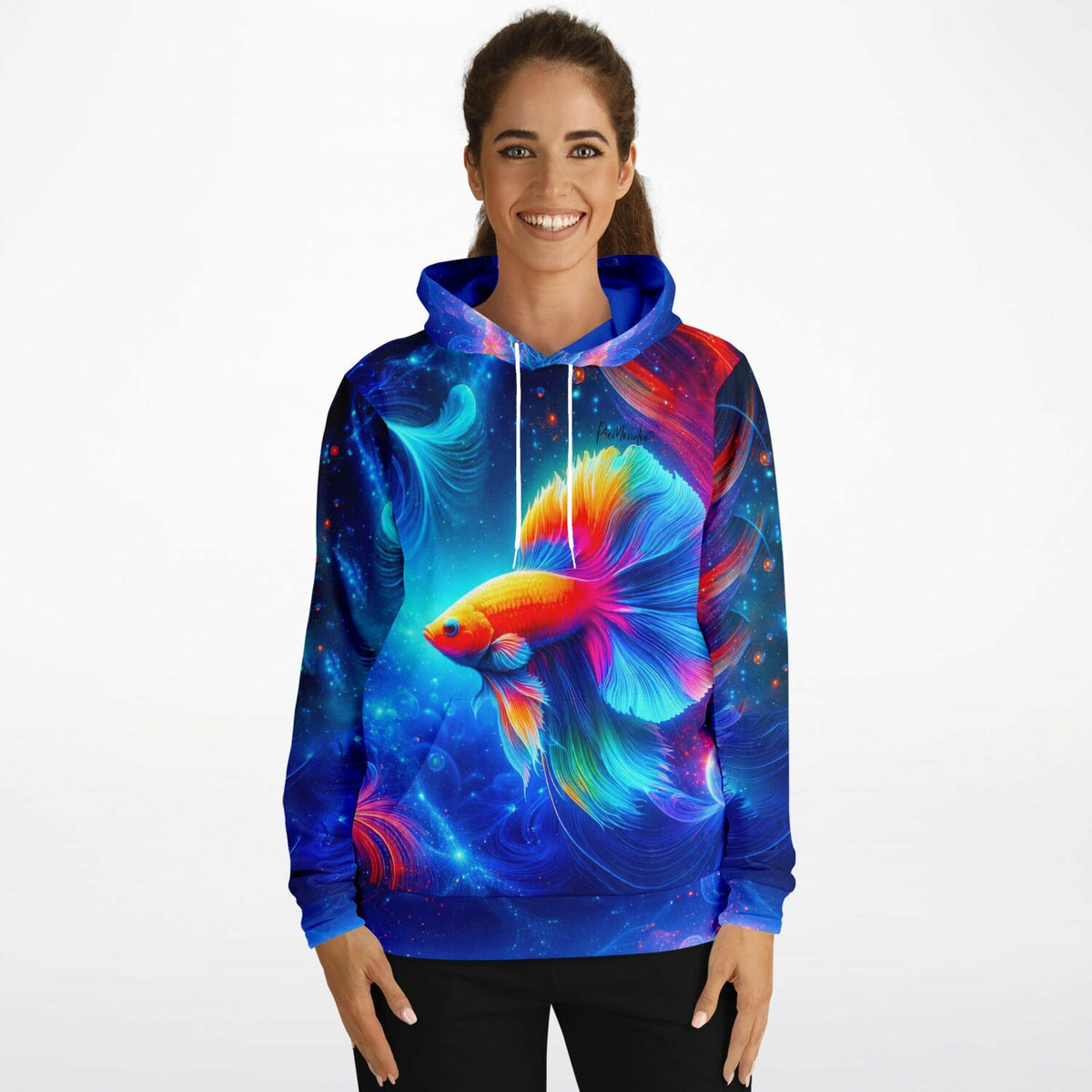 Dreamer Hoodie mit farbenfrohem Unterwasser-Motiv, inspiriert von Diamond Painting Kunst und lebendigen Fisch-Designs.